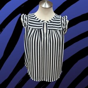 LOFT Black and White Sleeveless Boxy Blouse